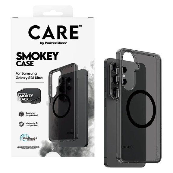 Caz Smokey cu QI negru pentru Samsung Galaxy S26 Ultra, Negru, PanzerGlass