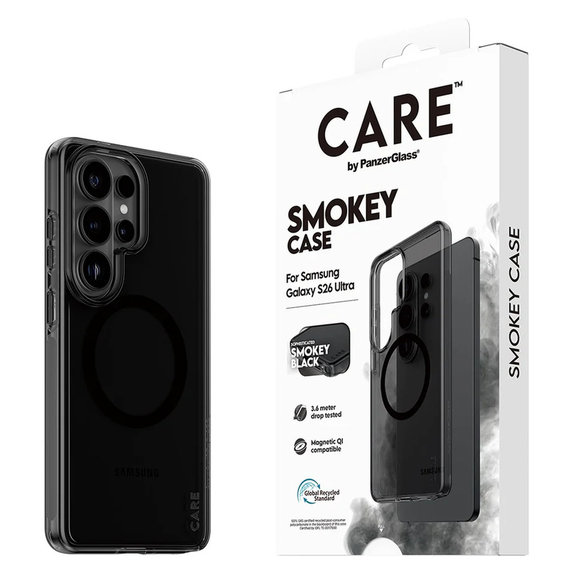Caz Smokey cu QI negru pentru Samsung Galaxy S26 Ultra, Negru, PanzerGlass