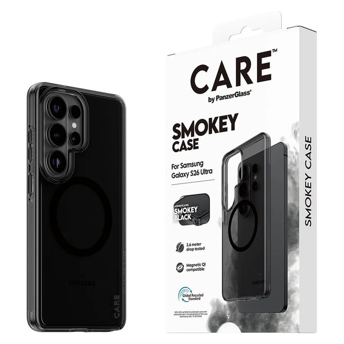 Caz Smokey cu QI negru pentru Samsung Galaxy S26 Ultra, Negru, PanzerGlass