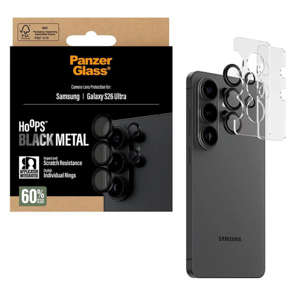 Protecție lentilă Hoops pentru Samsung S26 Ultra, Negru, PanzerGlass