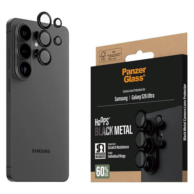 Protecție lentilă Hoops pentru Samsung S26 Ultra, Negru, PanzerGlass