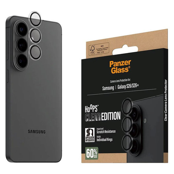 Protecție lentilă Hoops pentru Samsung S26/S26+, Transparent, PanzerGlass