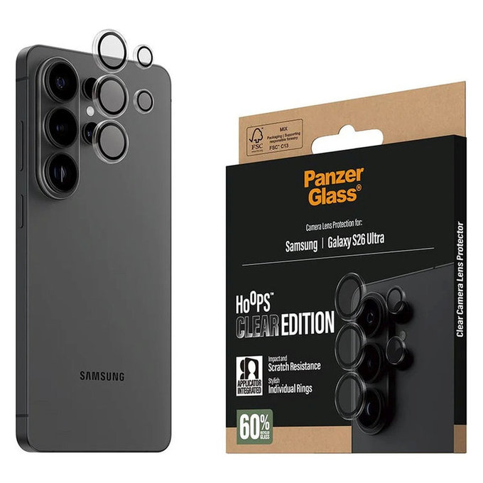 Protecție lentilă Hoops pentru Samsung S26 Ultra, Transparent, PanzerGlass