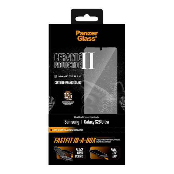 Sticlă securizată UWF Ceramic cu FASTFIT In-A-Box pentru Samsung S26 Ultra, Transparent, PanzerGlass