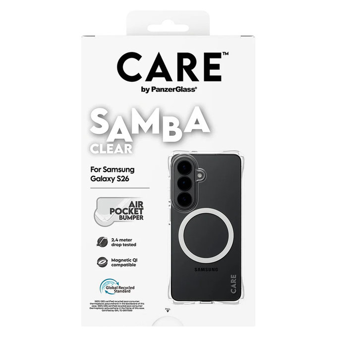 Caz Samba cu QI alb pentru Samsung Galaxy S26, Transparent, PanzerGlass