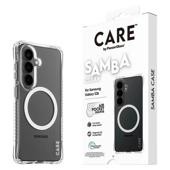 Caz Samba cu QI alb pentru Samsung Galaxy S26, Transparent, PanzerGlass