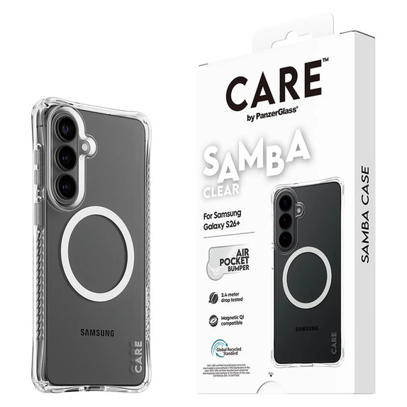 Caz Samba cu QI alb pentru Samsung Galaxy S26+, Transparent, PanzerGlass