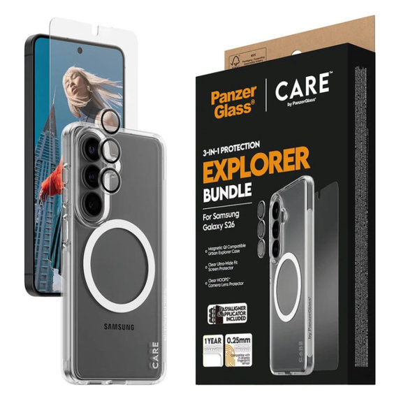 Bundle 3 în 1 Explorer pentru Samsung S26, PanzerGlass