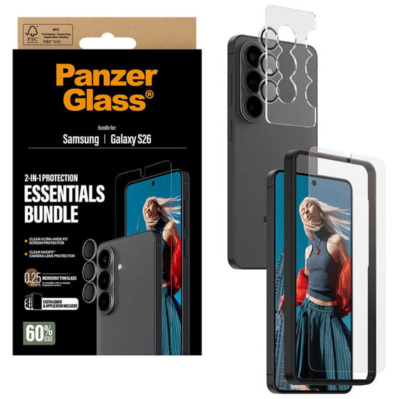 Bundle Essentials 2 în 1 pentru Samsung S26, PanzerGlass