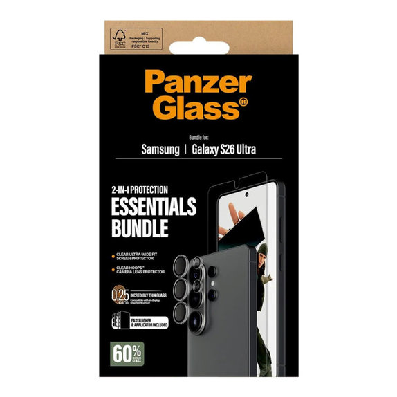 Bundle Essentials 2 în 1 pentru Samsung S26 Ultra, PanzerGlass