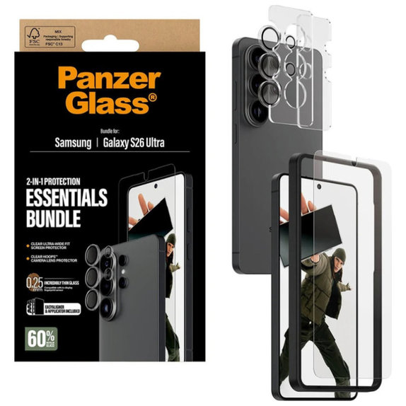 Bundle Essentials 2 în 1 pentru Samsung S26 Ultra, PanzerGlass