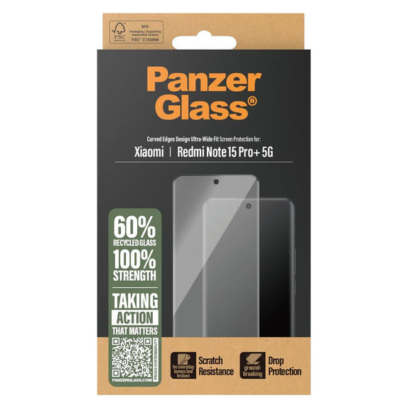 Sticlă securizată UWF pentru Xiaomi Redmi Note 15 Pro+ 5G, Negru, PanzerGlass