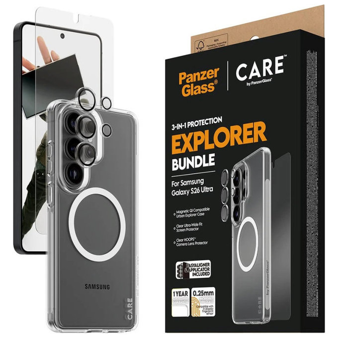 Bundle 3 în 1 Explorer pentru Samsung S26 Ultra, PanzerGlass