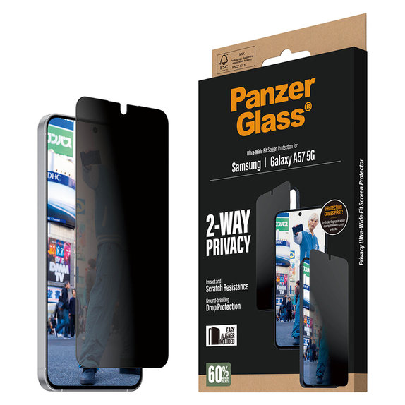 Sticlă securizată UWF Privacy cu aplicator pentru Samsung Galaxy A57, Transparent, PanzerGlass