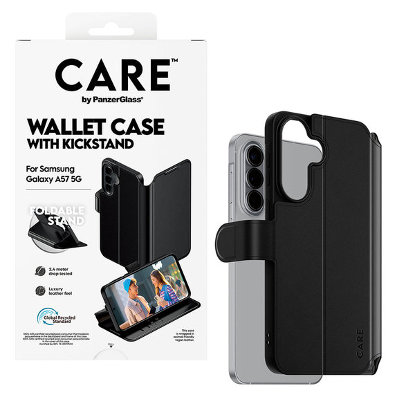 Caz Wallet Kickstand pentru Samsung Galaxy A57, Negru, PanzerGlass