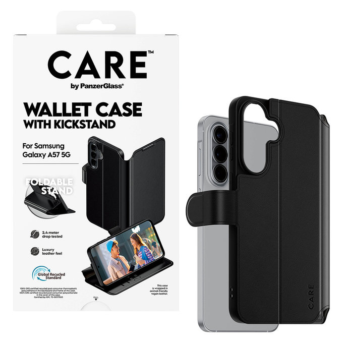 Caz Wallet Kickstand pentru Samsung Galaxy A57, Negru, PanzerGlass