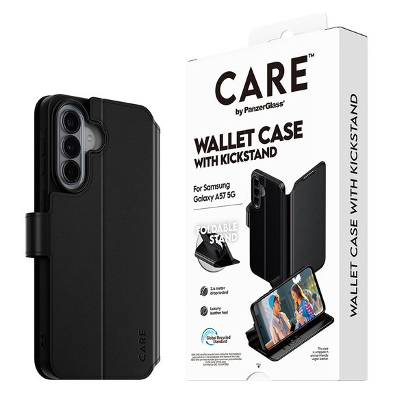 Caz Wallet Kickstand pentru Samsung Galaxy A57, Negru, PanzerGlass