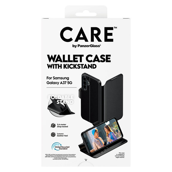 Caz Wallet Kickstand pentru Samsung Galaxy A37, Negru, PanzerGlass