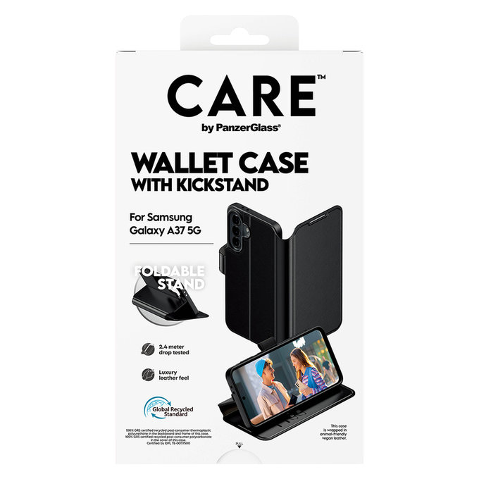 Caz Wallet Kickstand pentru Samsung Galaxy A37, Negru, PanzerGlass