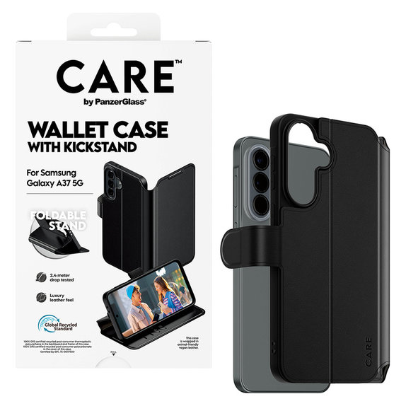Caz Wallet Kickstand pentru Samsung Galaxy A37, Negru, PanzerGlass