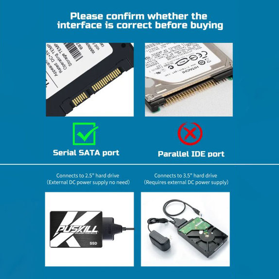 Adaptor USB 3.0 / USB-C la SATA pentru HDD/SSD de 2.5" și 3.5", cu sursă de alimentare