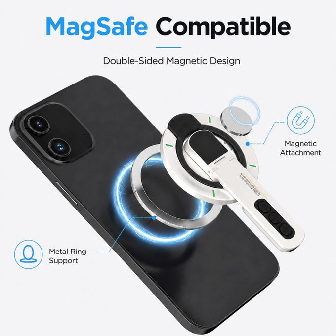 Suport magnetic pentru telefon cu stand, compatibil cu MagSafe, negru