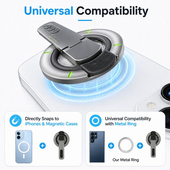 Suport magnetic pentru telefon cu stand, compatibil cu MagSafe, negru