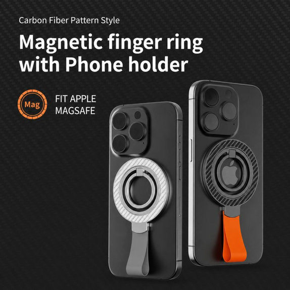 Suport magnetic pentru telefon cu șnur, negru-portocaliu