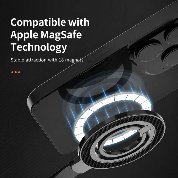 Suport magnetic pentru telefon cu șnur, negru-portocaliu