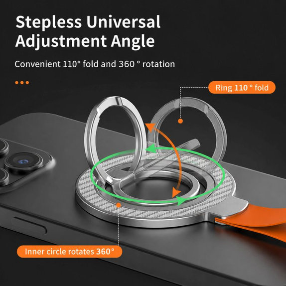 Suport magnetic pentru telefon cu șnur, negru-portocaliu
