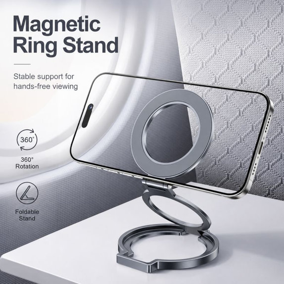 Inel magnetic pliabil pentru telefon, argintiu