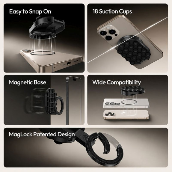 Suport magnetic cu ventuză Ulanzi MA39, negru