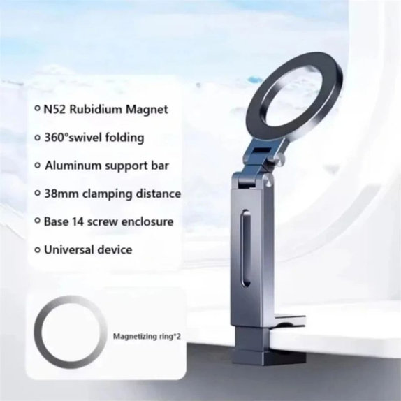 Suport magnetic rotativ universal pentru telefon, gri