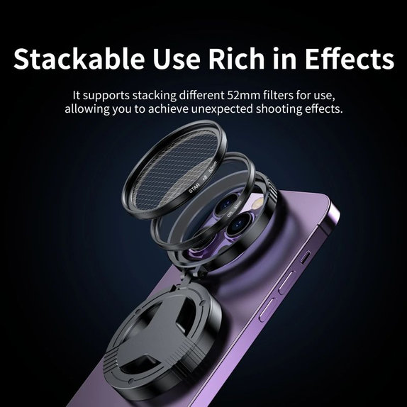 Filtru polarizator CPL de 52mm cu suport magnetic pentru smartphone