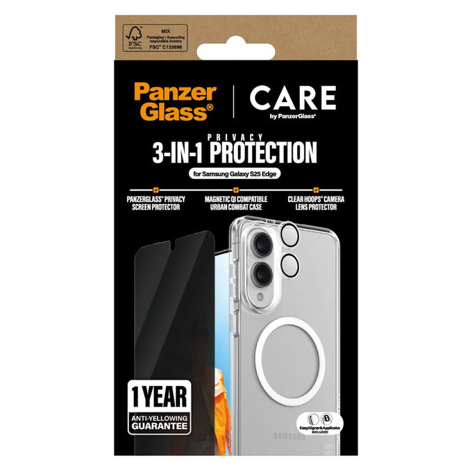 Bundle 3 în 1 Privacy pentru Samsung Galaxy S25 Edge, PanzerGlass