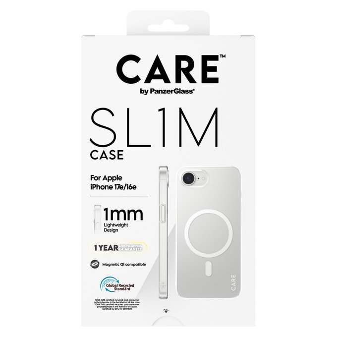 Caz SL1M cu MagSAFE by PanzerGlass pentru iPhone 17e/16e, Transparent, PanzerGlass