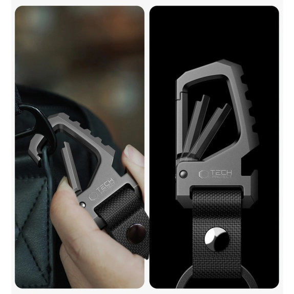 Breloc Slidelock Carabiner Keychain, Gunmetal, Tech-Protect
