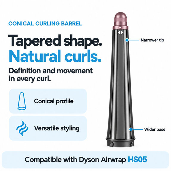 Accesoriu conic pentru bucle pentru Dyson Airwrap HS05, Ceramic Pink / Rose Gold