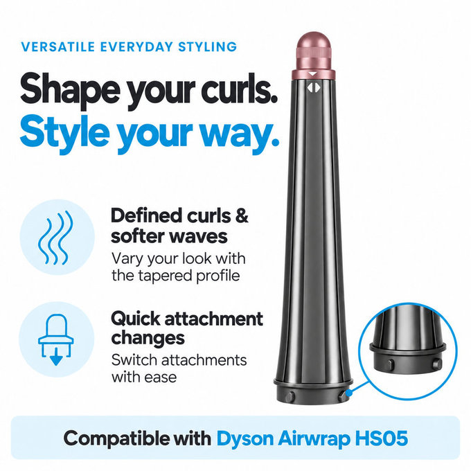 Accesoriu conic pentru bucle pentru Dyson Airwrap HS05, Ceramic Pink / Rose Gold