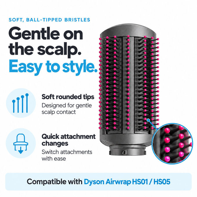 Perie moale pentru netezire pentru Dyson Airwrap HS01, HS05, Iron / Fuchsia