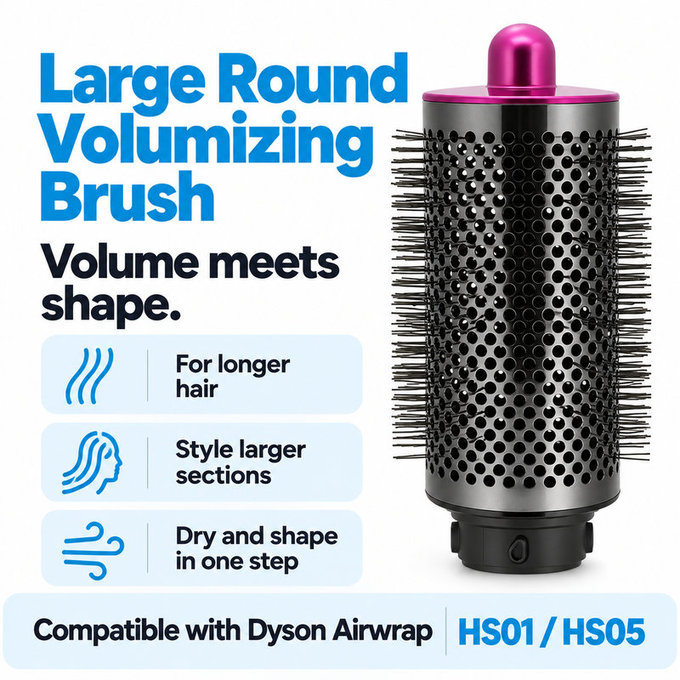 Perie rotundă mare pentru volum pentru Dyson Airwrap HS01, HS05, Iron / Fuchsia