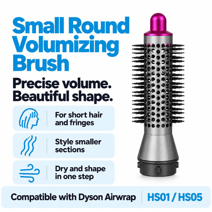 Perie rotundă mică pentru volum pentru Dyson Airwrap HS01, HS05, Iron / Fuchsia