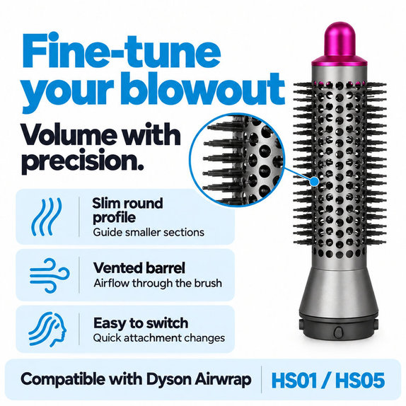 Perie rotundă mică pentru volum pentru Dyson Airwrap HS01, HS05, Iron / Fuchsia