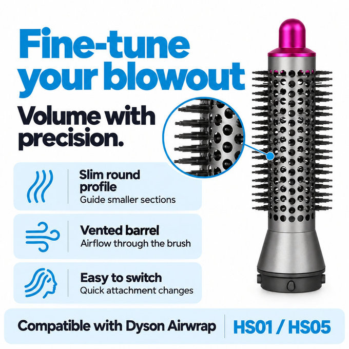 Perie rotundă mică pentru volum pentru Dyson Airwrap HS01, HS05, Iron / Fuchsia