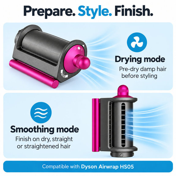 Accesoriu Coanda pentru netezire și uscare pentru Dyson Airwrap HS05, Iron / Fuchsia