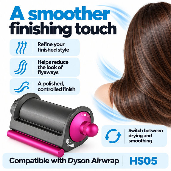 Accesoriu Coanda pentru netezire și uscare pentru Dyson Airwrap HS05, Iron / Fuchsia
