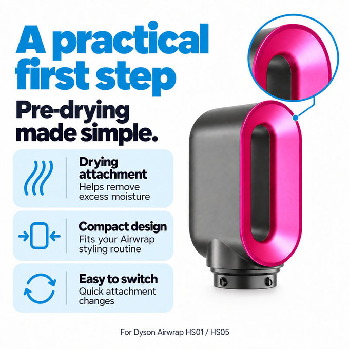 Accesoriu pentru uscare rapidă pentru Dyson Airwrap HS01, HS05, Iron / Fuchsia