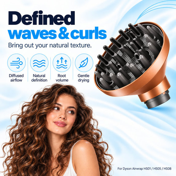 Difuzor Wave + Curl pentru Dyson Airwrap HS01, HS05, HS08, Copper