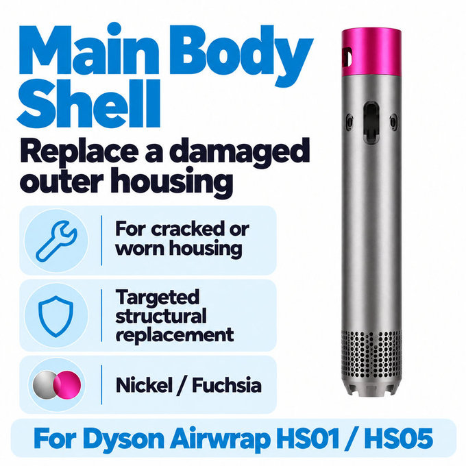 Carcasă corp principal pentru Dyson Airwrap HS01, HS05, Nickel / Fuchsia