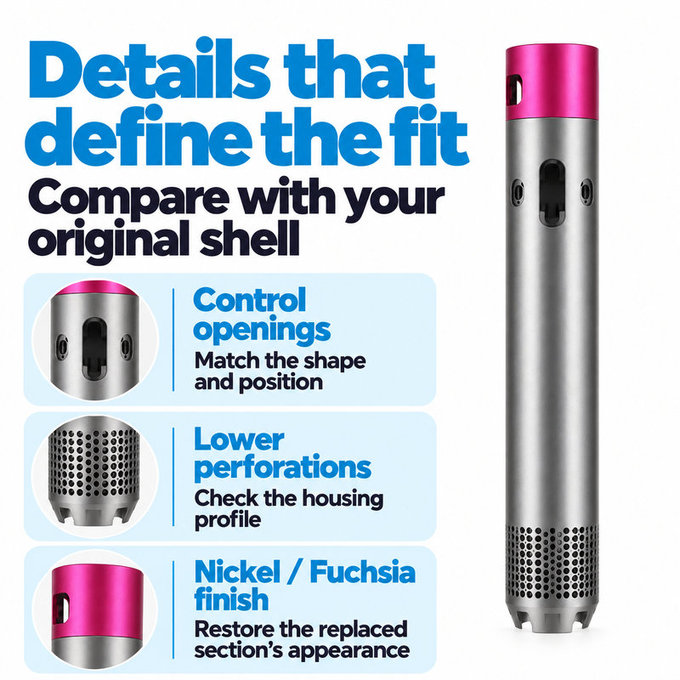 Carcasă corp principal pentru Dyson Airwrap HS01, HS05, Nickel / Fuchsia